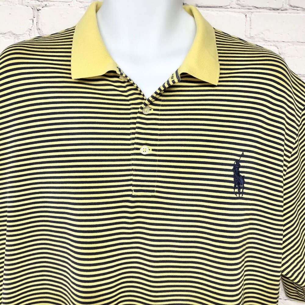 Ralph Lauren Polo Golf Big Pony Short Sleeve Blue Striped Pima Soft Cotton Sz XL